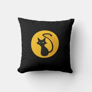 Throw Pillow A terrifying black cat