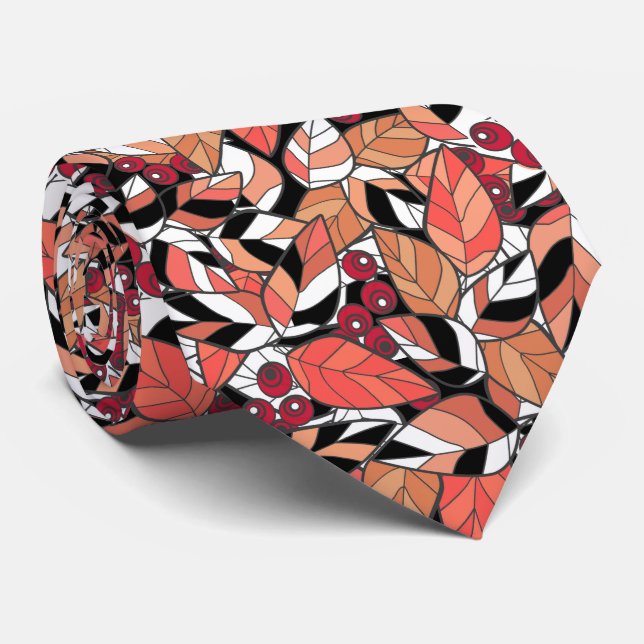 Throw Pillow Abstract cartoon leaves berries black Neck Tie (Rolled)