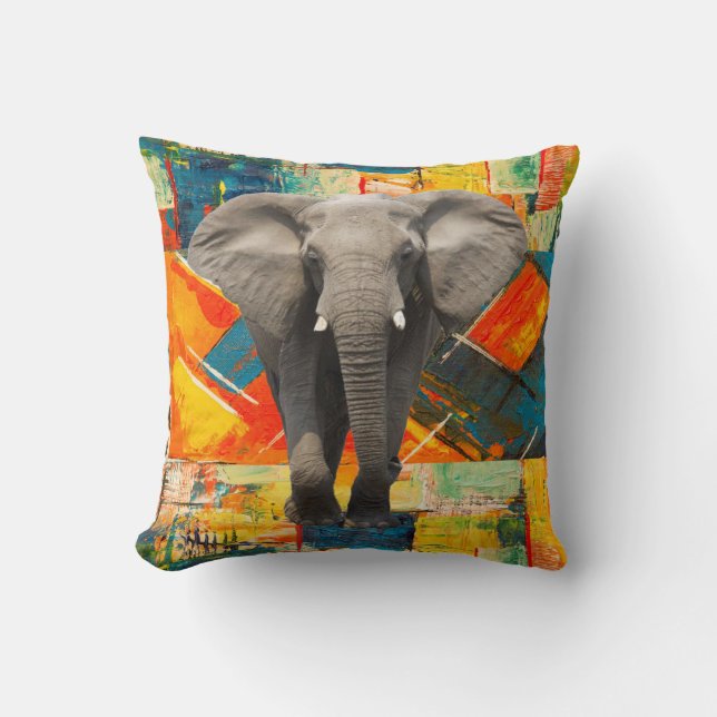 Throw Pillow Abstract Elephant (Front)