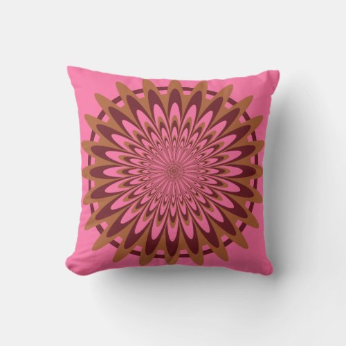 Throw Pillow Abstract Flower 5 Pink Brown Throw Pillow