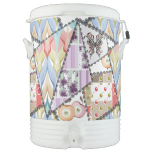 Throw Pillow Abstract patchwork quilting quilt ret Beverage Cooler