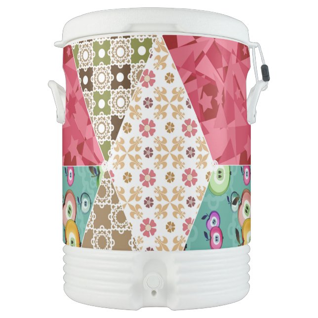 Throw Pillow Abstract patchwork quilting quilt ret Beverage Cooler (Front)