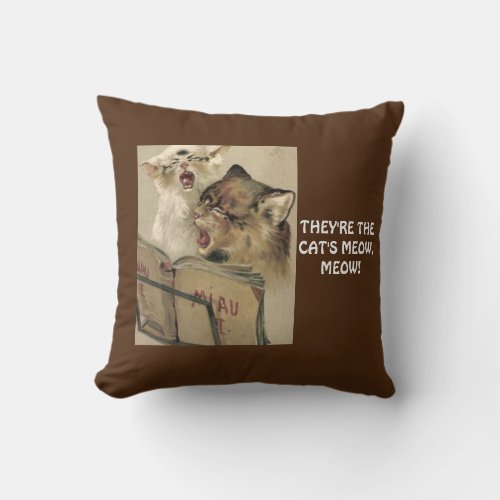 Throw Pillow Adorable Cat Singing Duo