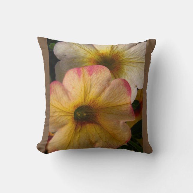 Throw pillow adorned with beautiful floral photo. (Front)