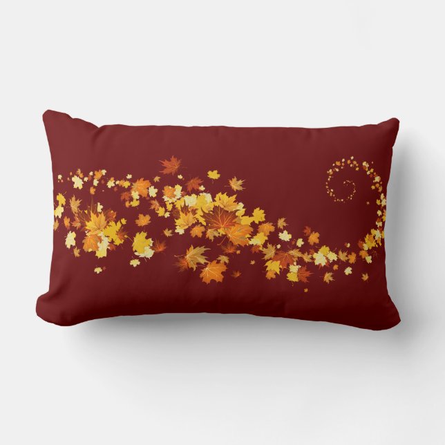 Throw Pillow-Autumn Leaves Lumbar Pillow (Front)