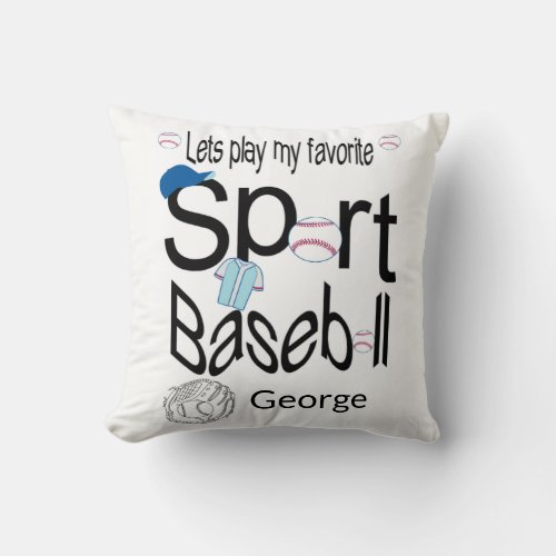 Throw Pillow Baseball Sports