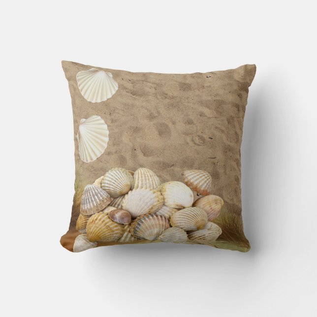 Throw Pillow Beach Clams Beach Stones Sands (Front)