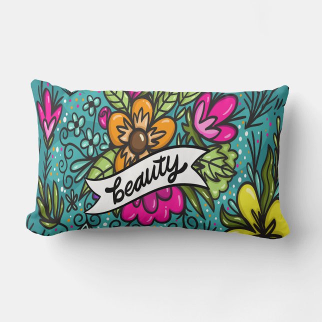 Throw Pillow Beauty with Flowers (Front)