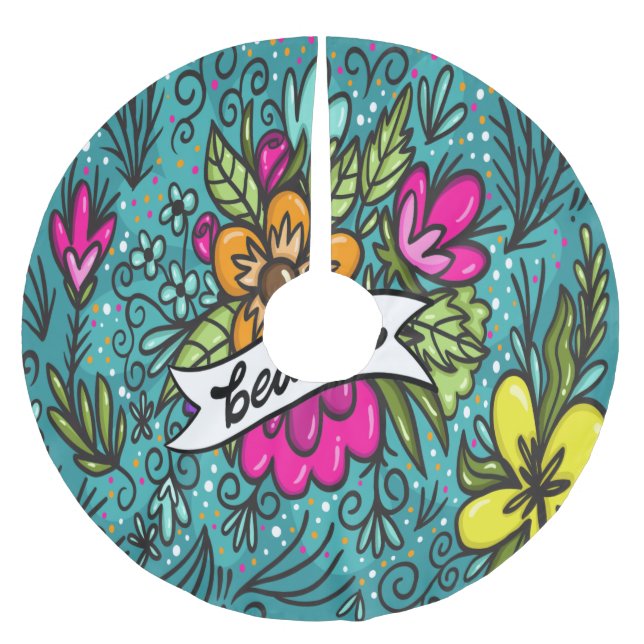 Throw Pillow Beauty with Flowers Brushed Polyester Tree Skirt (Front)