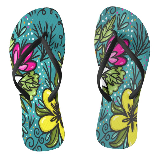 Throw Pillow Beauty with Flowers Flip Flops (Footbed)