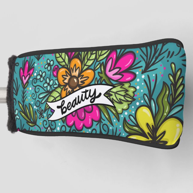 Throw Pillow Beauty with Flowers Golf Head Cover (Front)