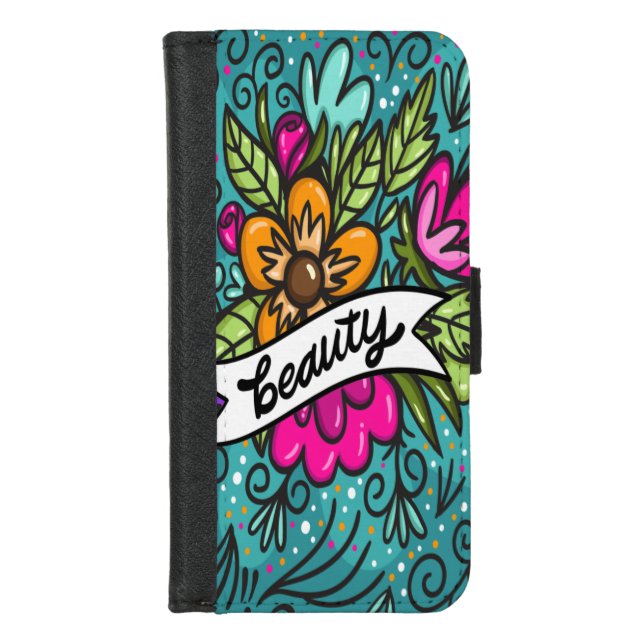 Throw Pillow Beauty with Flowers iPhone Wallet Case (Front)