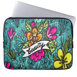 Throw Pillow Beauty with Flowers Laptop Sleeve