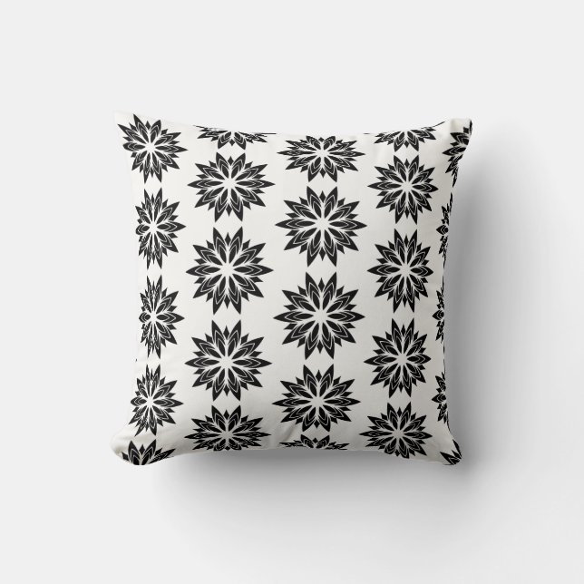 Throw Pillow-Black Floral Pillow (Front)