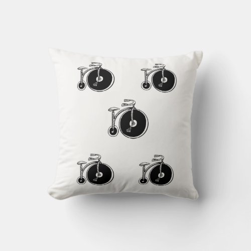 Throw Pillow Black  White Bicycles Victorian