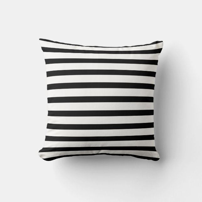 Throw Pillow-Black & White Stripes Pillow (Front)