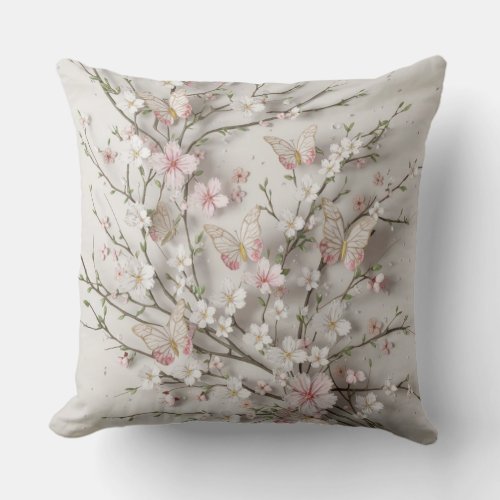 Throw Pillow Blossom Bliss Floral Design Pillow 