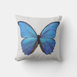 Throw Pillow Blue Butterfly