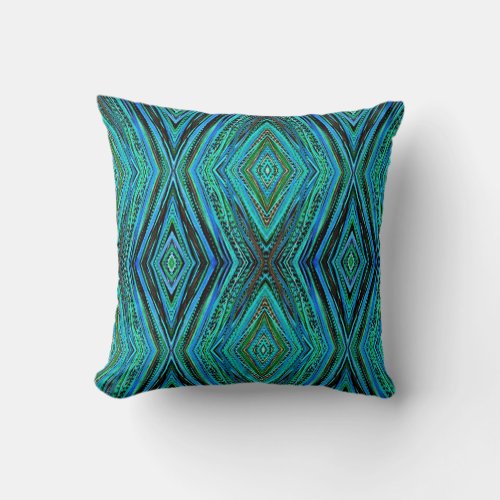 Throw Pillow _ BlueGreen Feathers