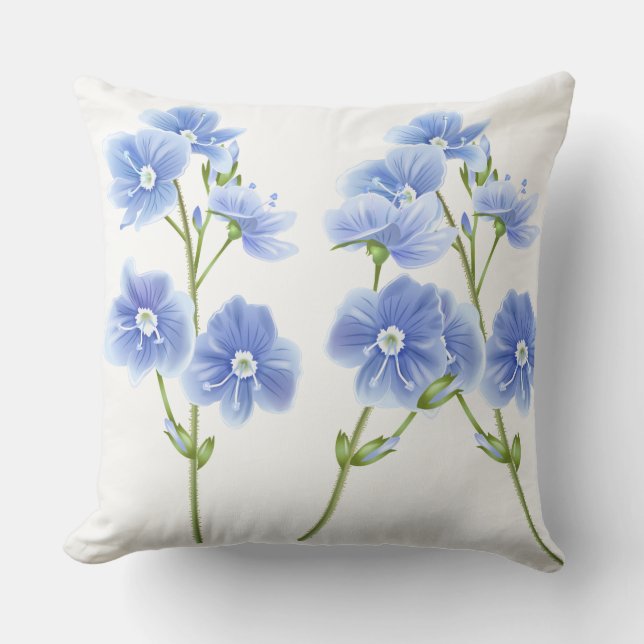 Throw Pillow-Blue Wildflowers Pillow (Front)