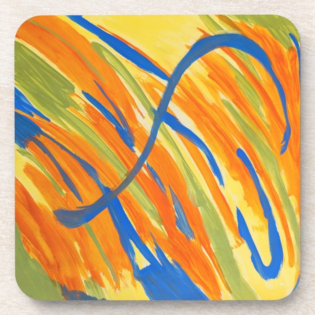 Throw Pillow-Bold Abstract Colors Beverage Coaster (Front)