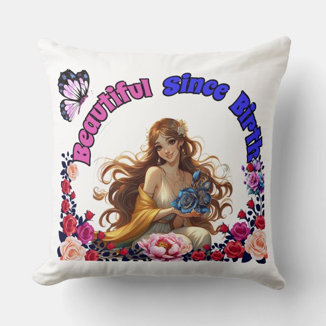 Throw Pillow Born Beauty (Front)