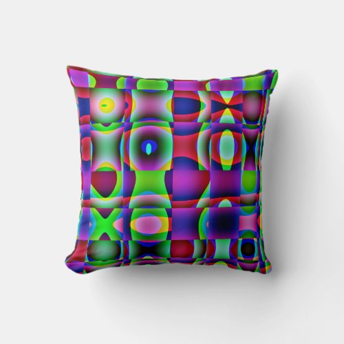Throw Pillow Bright Colorful Abstract Cubism Throw Pillow