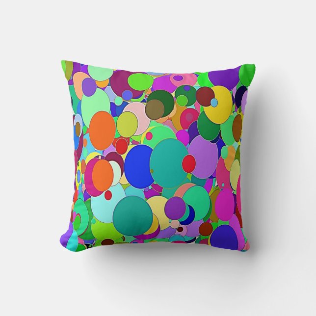 Throw Pillow Bright Colorful Circles Circular (Front)