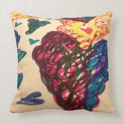 Throw pillow, bright colors, fun, heart design throw pillow