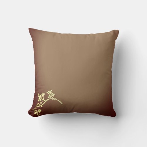 Throw Pillow Brown Gold Flower