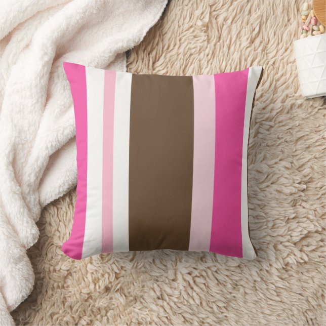 Throw Pillow Brown & Pink Stripe (Blanket)