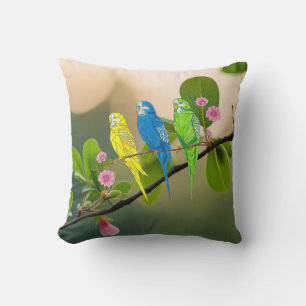 Throw Pillow Budgies Bird