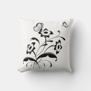 Throw Pillow/Butterflies and Flowers Pillow