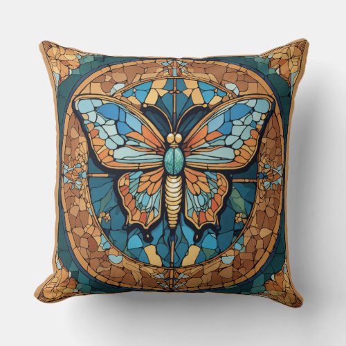 Throw Pillow butterfly glass pattern