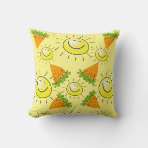 Throw Pillow Carrots Sun Yellow