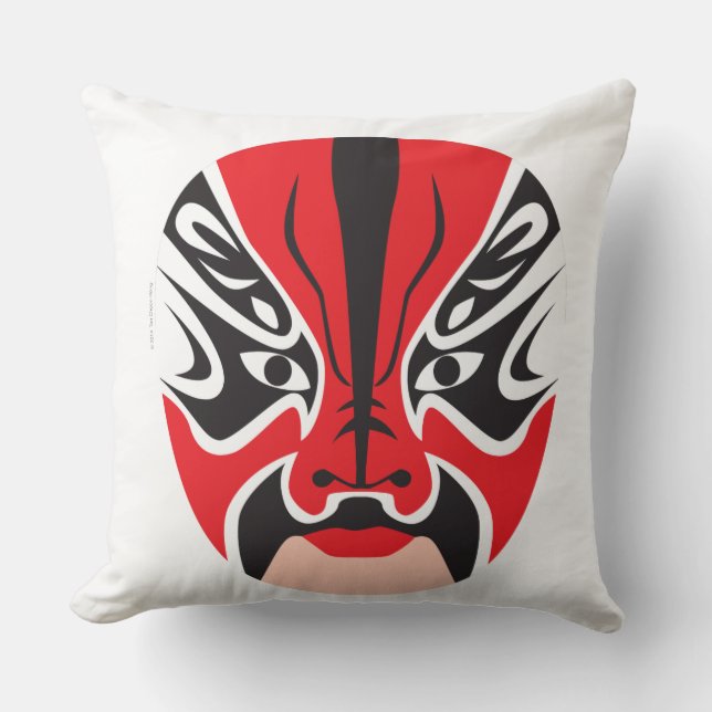 Throw Pillow: Chinese Opera Mask by Mascarata™ Pillow (Front)