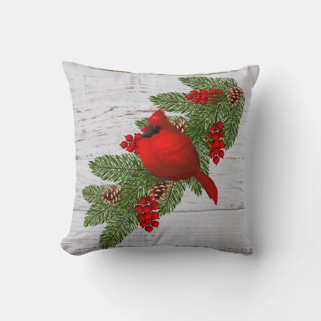 Throw Pillow-Christmas Cardinal Throw Pillow (Front)