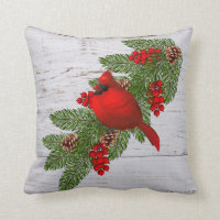 Throw Pillow-Christmas Cardinal Throw Pillow