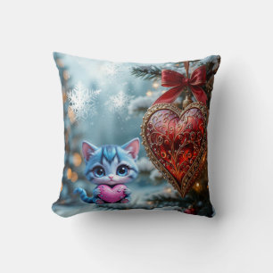 Throw Pillow Christmas cat 