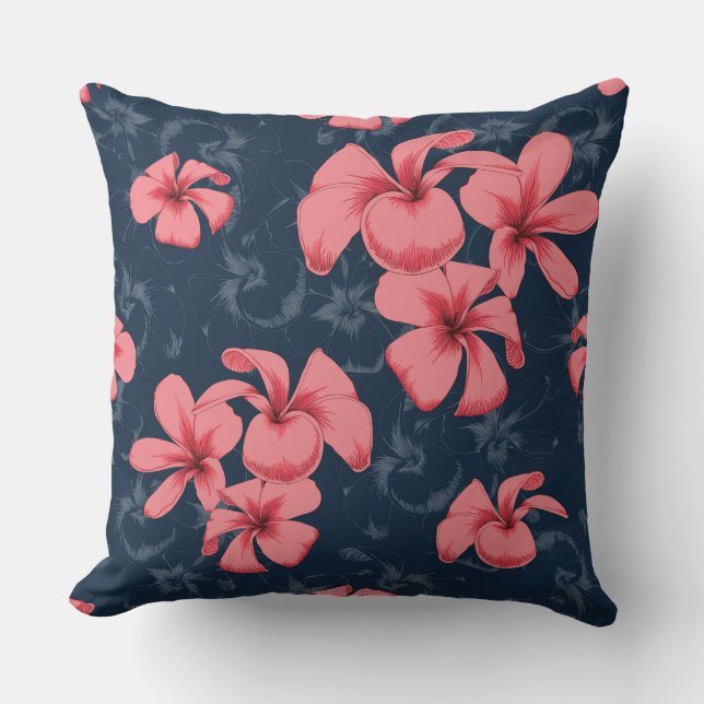Throw Pillow color is dark grey and pink flowers  (Front)