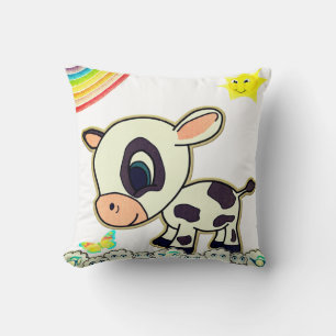 Throw Pillow Cow Sun Rainbow