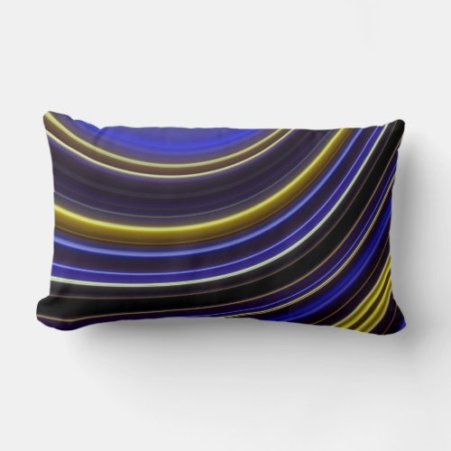 Throw Pillow Curved Neon Stripes Blue Gold Lumbar Pillow