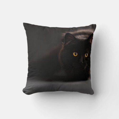 Throw Pillow  cute black cat Designs