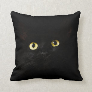 Throw Pillow   cute black cat Designs