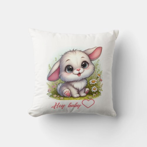 Throw Pillow Cute Bunny