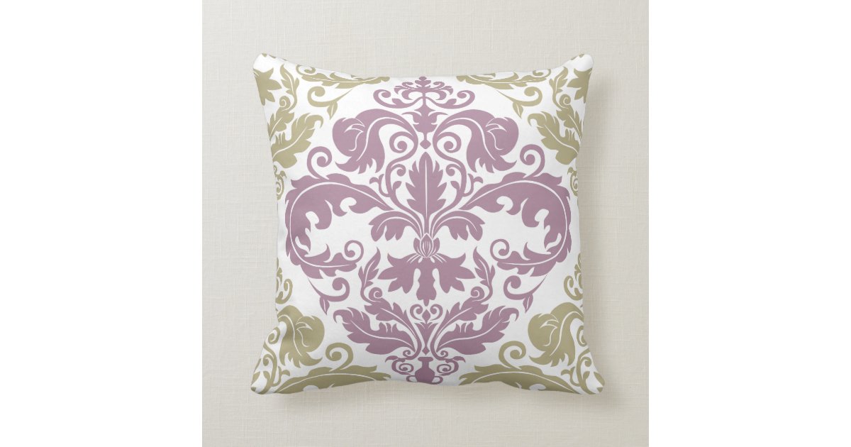 Throw Pillow Damask Duo Sage & Plum