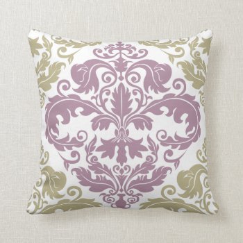 Throw Pillow - Damask Duo - Sage & Plum by koncepts at Zazzle