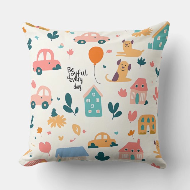 Throw Pillow decorated with cute pattern design (Front)