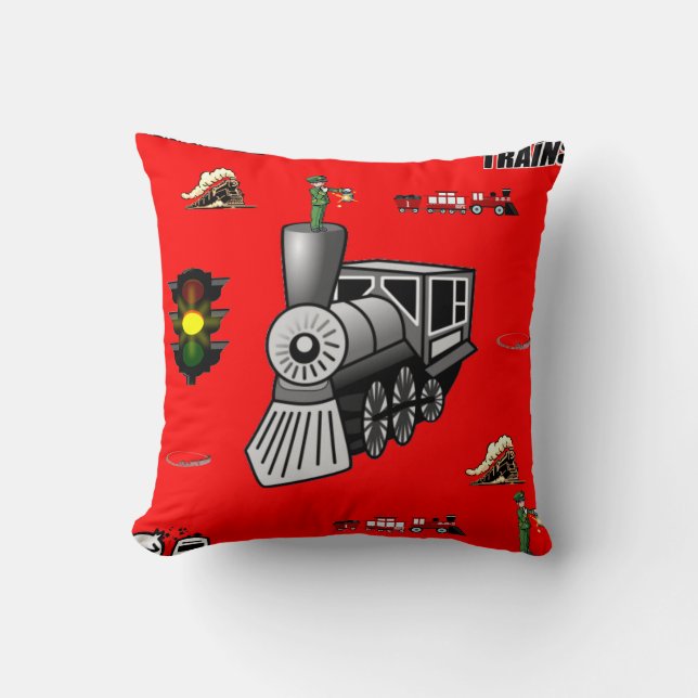 throw pillow decore trains (Front)