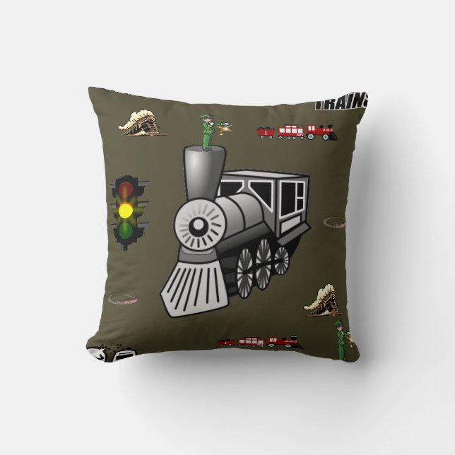 throw pillow decore trains (Front)